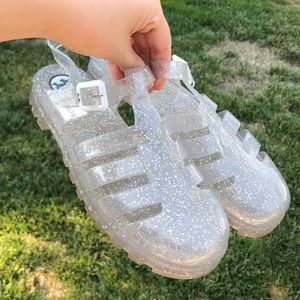 Clear sparkly Juju jelly shoes